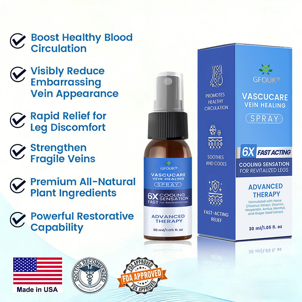 🇺🇸🎁GFOUK® VascuCare Vein Healing Spray(Designed for Varicose veins, Spider veins, Deep vein Thrombosis, Chronic venous insufficiency, Venous ulcers, Thrombophlebitis and other venous issues)