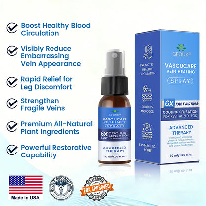 🇺🇸🎁GFOUK® VascuCare Vein Healing Spray(Designed for Varicose veins, Spider veins, Deep vein Thrombosis, Chronic venous insufficiency, Venous ulcers, Thrombophlebitis and other venous issues)