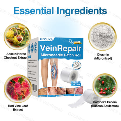 🇺🇸👨‍⚕️👨‍⚕️✅GFOUK® VeinRepair Microneedle Patch Roll⚡Instant Relief, Long-Term Results